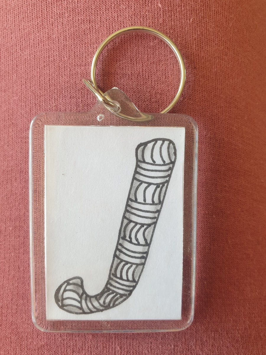 Hand drawn initial "J" keyring.