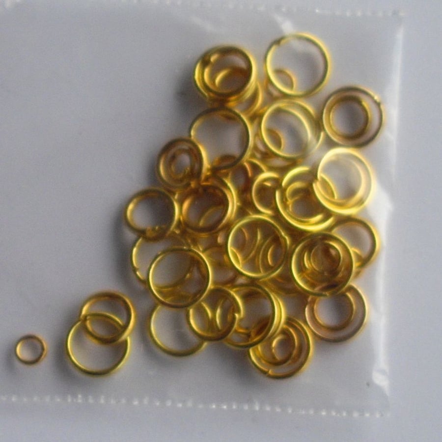 60 x Mixed Gold Plated Jump Rings & Split Rings (inc 2-6 mm jump & 6mm split)