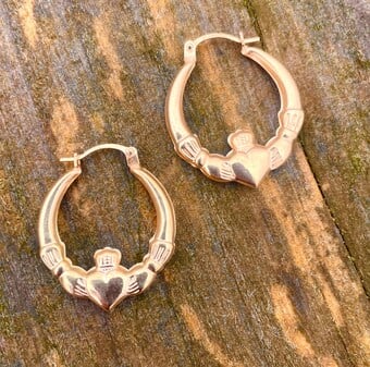 9ct Claddagh Hoop Earrings