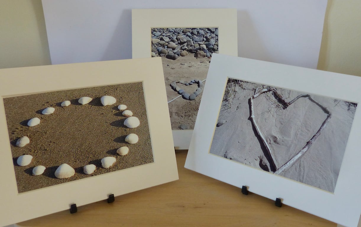 3 - 8" x 6" Mounted Photos - Beach Art