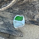 Handmade Solid Sterling Silver 925 Sea Glass Brooch - Unique Jewellery