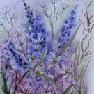 Woodland floral, framed original watercolour painting 