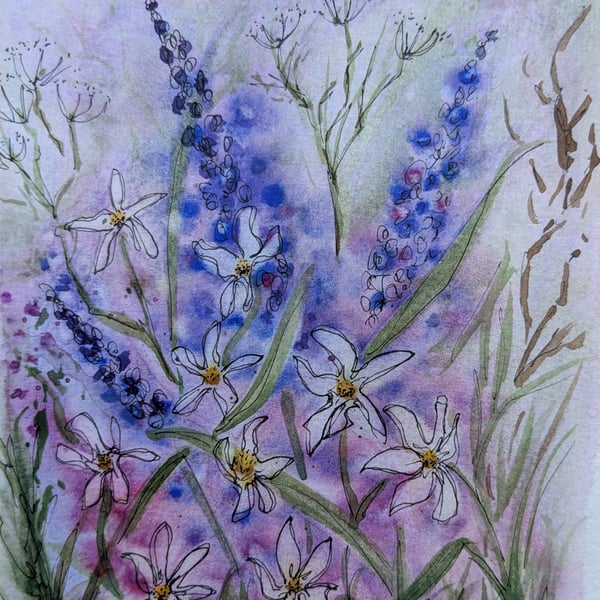 Woodland floral, framed original watercolour painting 