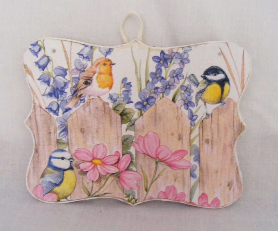 Handmade Decoupaged Summer Birds Wall Decoration