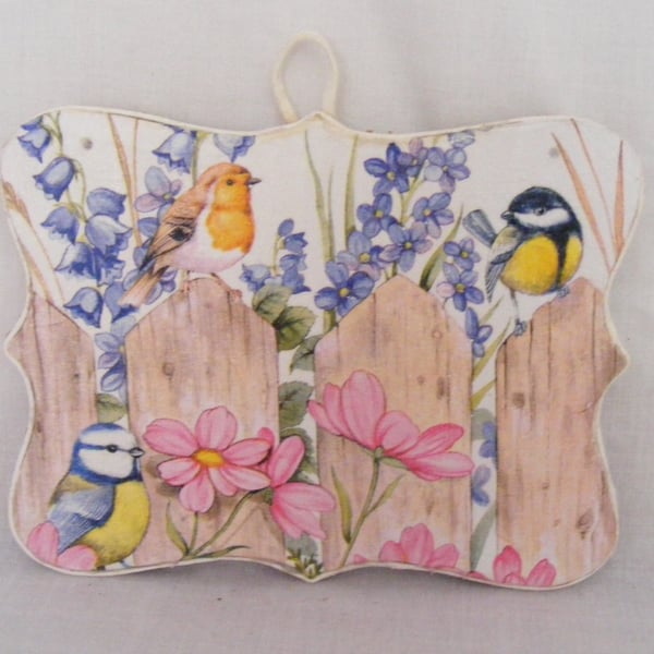 Handmade Decoupaged Summer Birds Wall Decoration