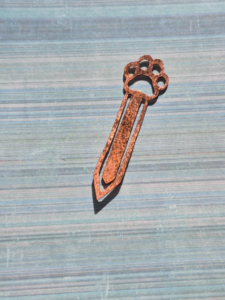 Pawprint Textured Copper Paperclip Bookmark Artisan 