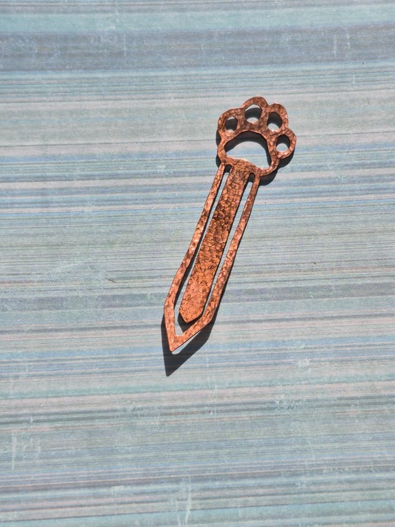 Pawprint Textured Copper Paperclip Bookmark Artisan 