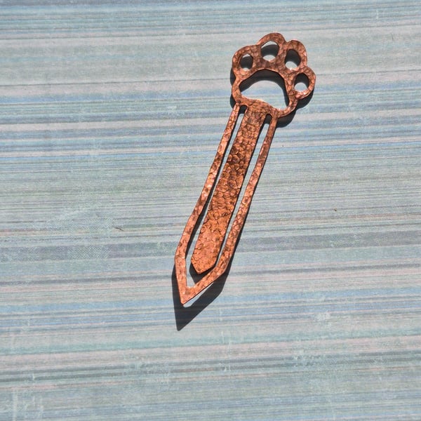 Pawprint Textured Copper Paperclip Bookmark Artisan 