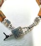 Handmade Beaded Leather Picasso Jasper Gate Bracelet  - Image 6