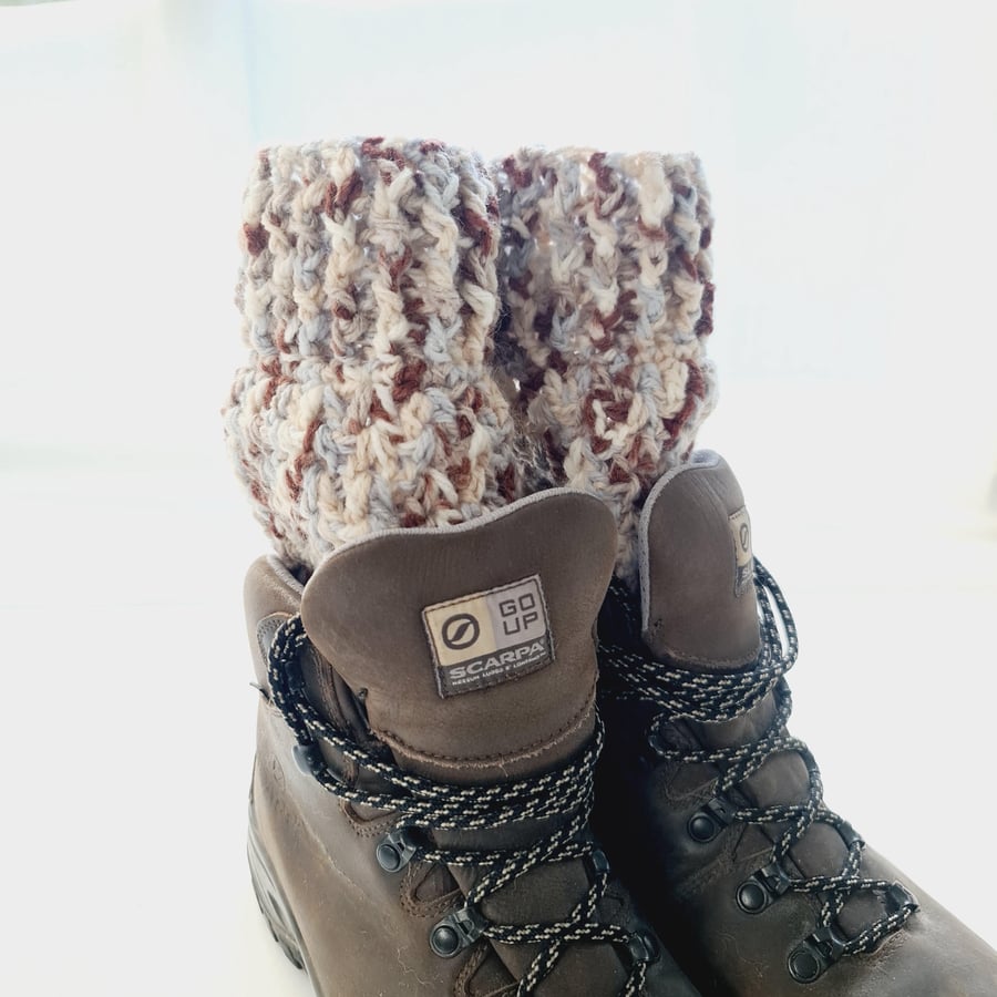 Boot Cuffs Mellow Mist, Cream, Grey, and Brown Ankle Warmers