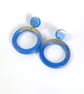 Big blue hoop earrings, bright blue resin earrings, colourful jewellery - Image 2
