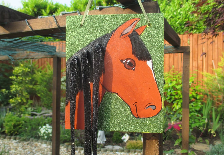 SALE! Horse Pony Hair Clip Holder Organiser Original Art Painting Picture Gift 
