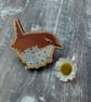 Wren and forget me nots Wooden Pin