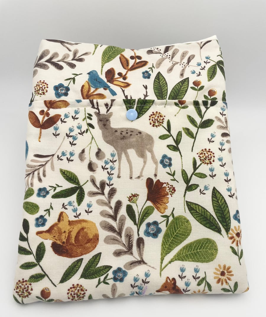 Book Sleeve - LARGE 8 x 10 inches (approx) - Woodland Fox