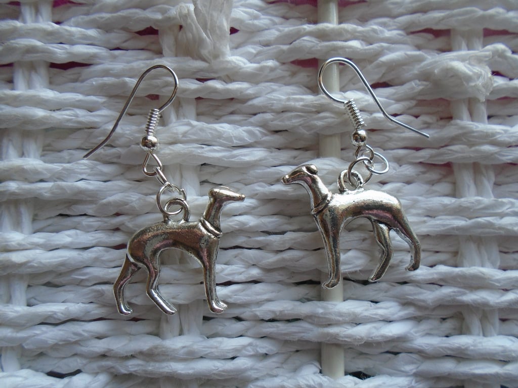 Silver Plated Greyhound Earrings Gift Idea