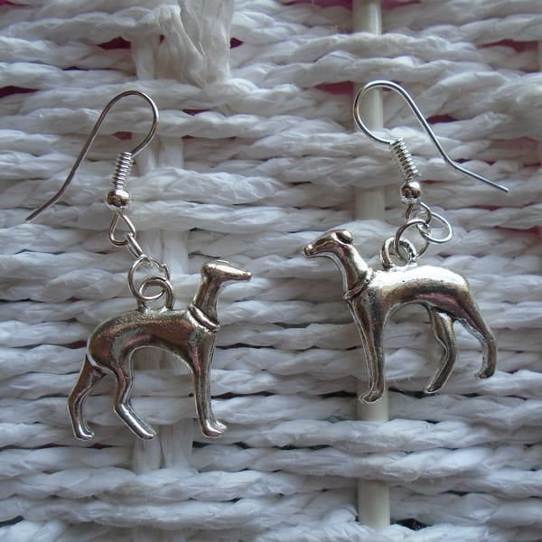 Silver Plated Greyhound Earrings Gift Idea