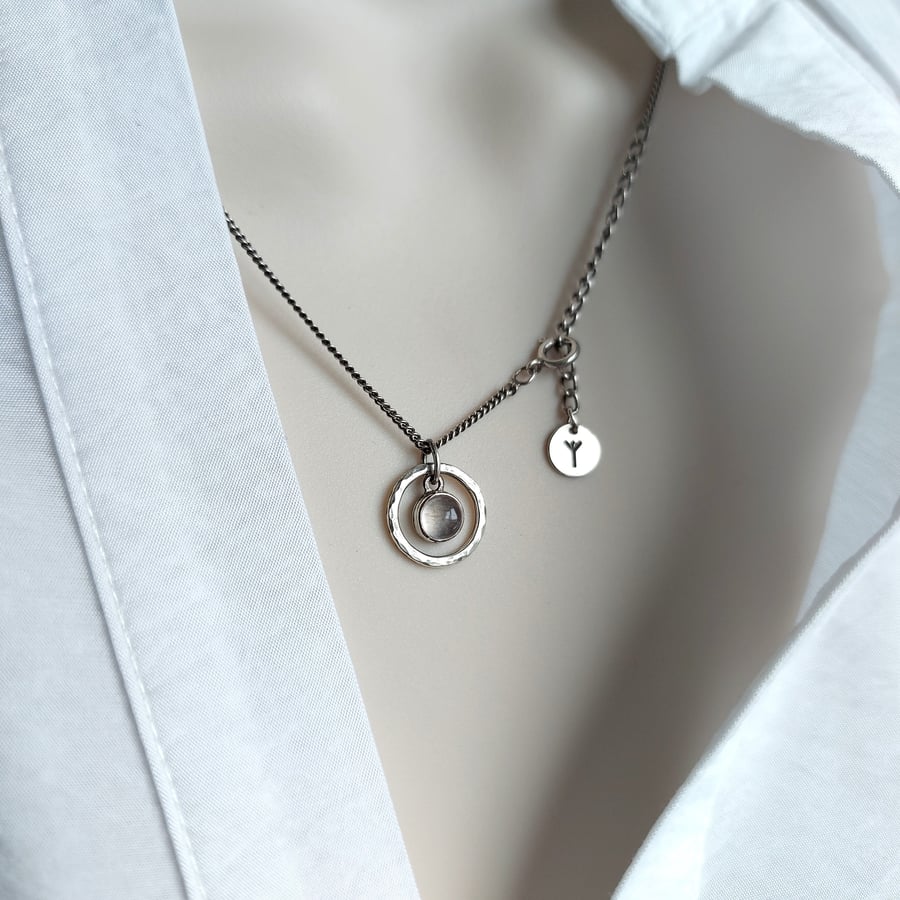 Highland Smoky Quartz Personalised Handmade Scottish Hammered Ring Necklace