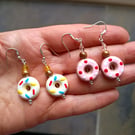 Cute Mini Iced Ring Doughnut Sterling Silver Earring, Ceramic Food Charm Earring