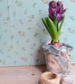 handmade ceramic pottery vase sack pot- blue crow and berries-rustic  organic
