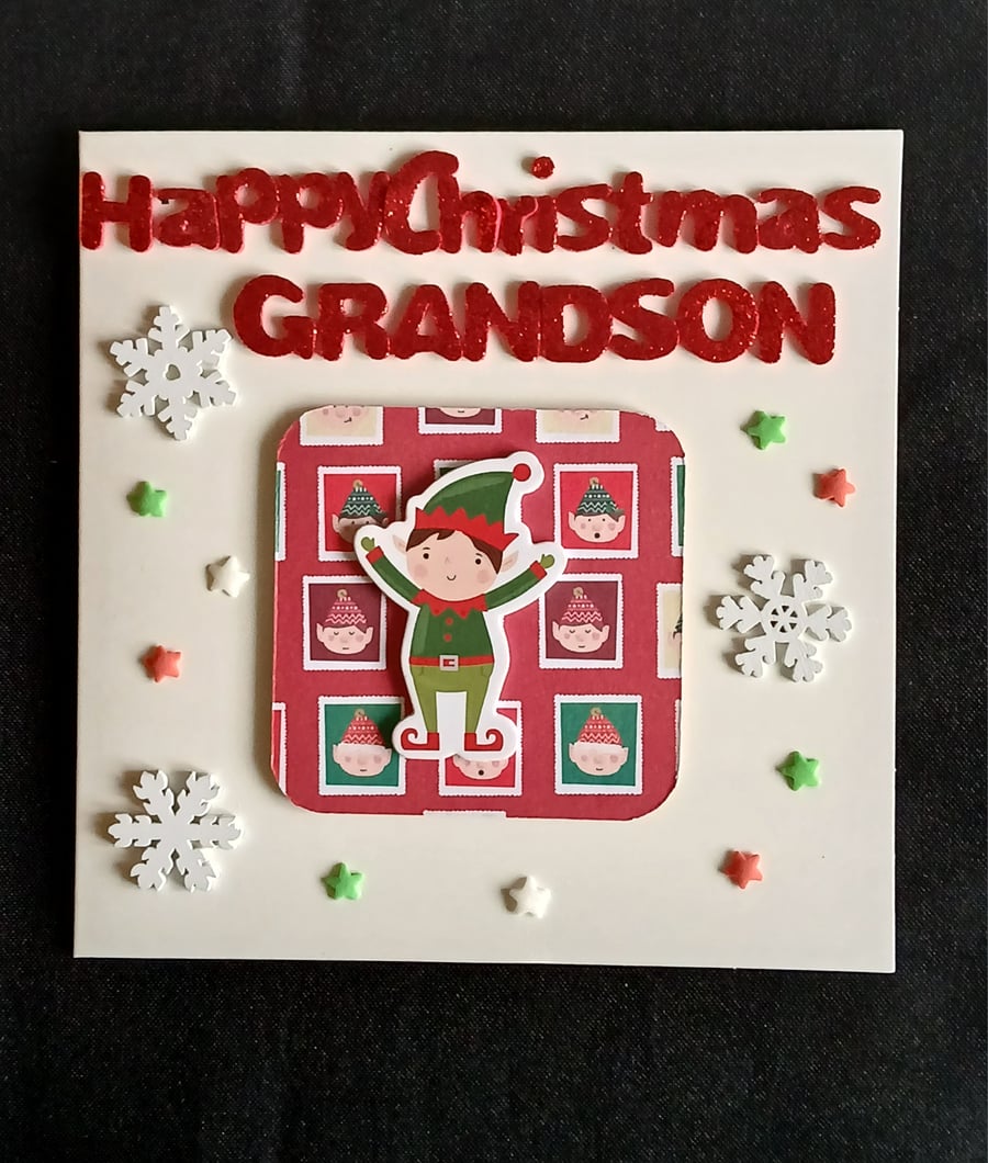 Handmade, Grandson christmas card 