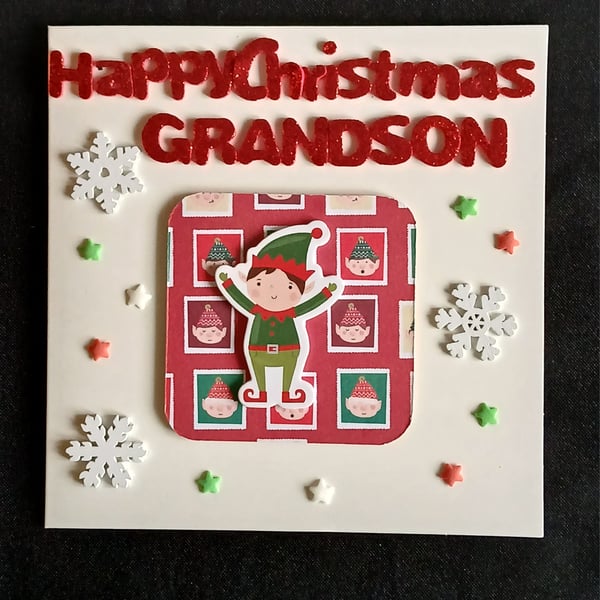 Handmade, Grandson christmas card 