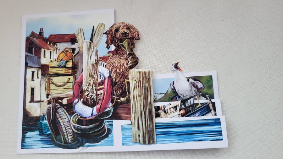 Fisherman's dog card. Greeting card