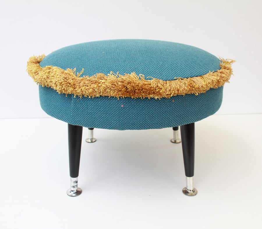 Gold and Blue Retro Footstool