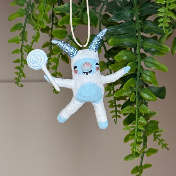 Spun Cotton Yeti Popsicle Ornament 1