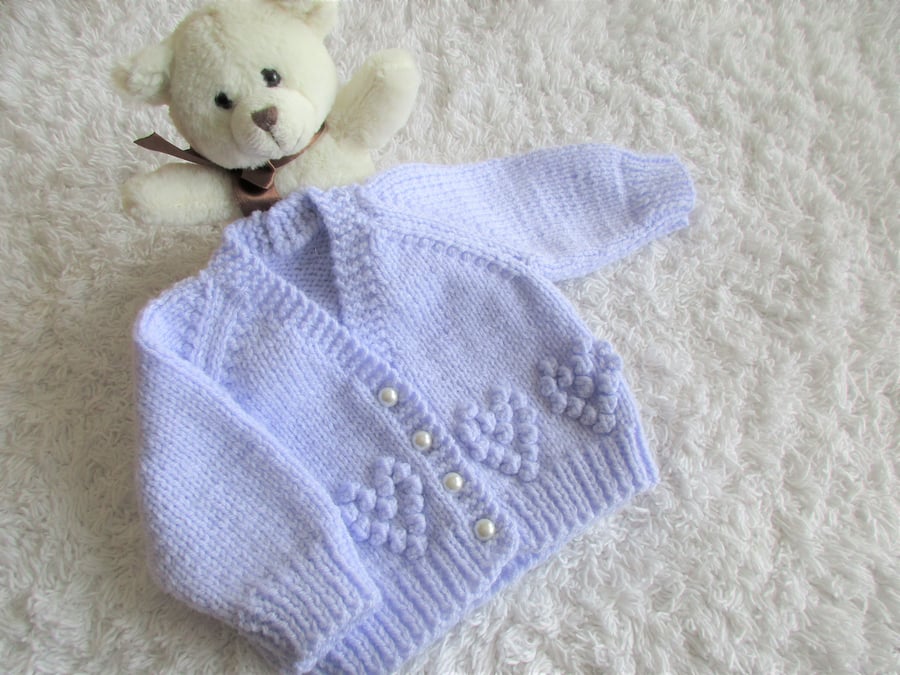 14" Newborn V Neck Hearts Cardigan 