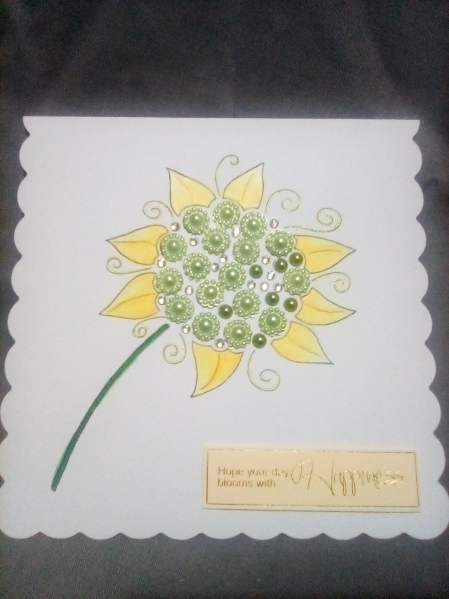 Handmade watercolour embellished blank card