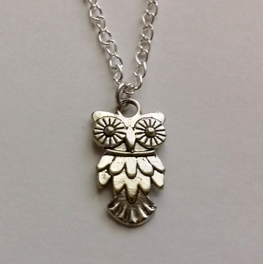 Owl Silver Plate Necklace