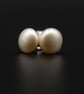 Natural freshwater pearl cream stud earrings, pearl jewelry, Gemini gift - Image 1