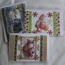 Set of 3 (Three) Beautiful Hand-Crafted Christmas Decoupage Greeting Cards (p)