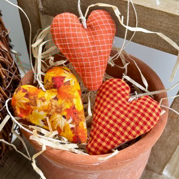 AUTUMN LEAVES FABRIC HEART DECORATION 