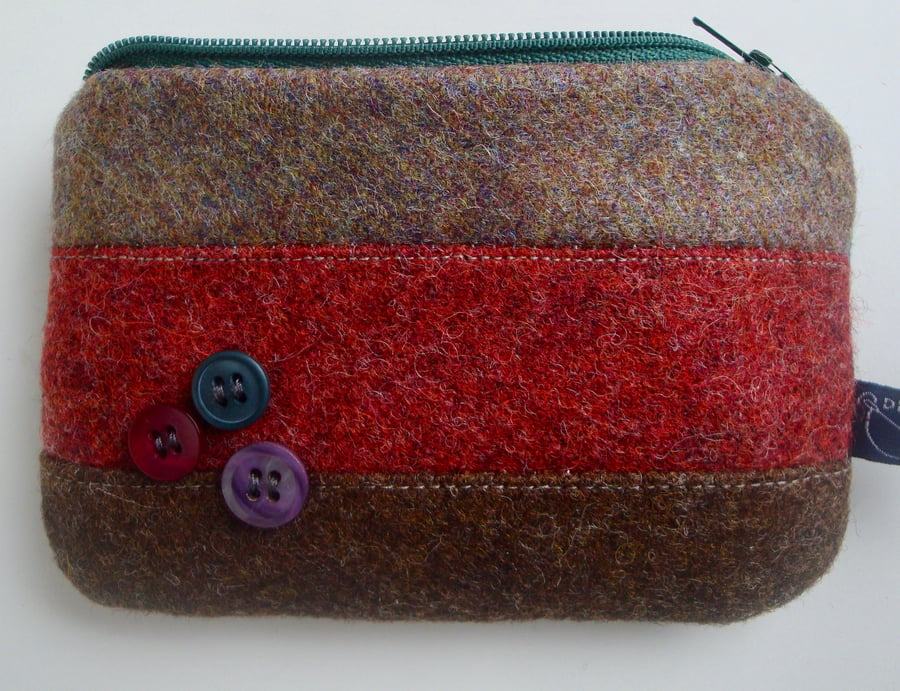 Tweed  and linen Coin Purse 