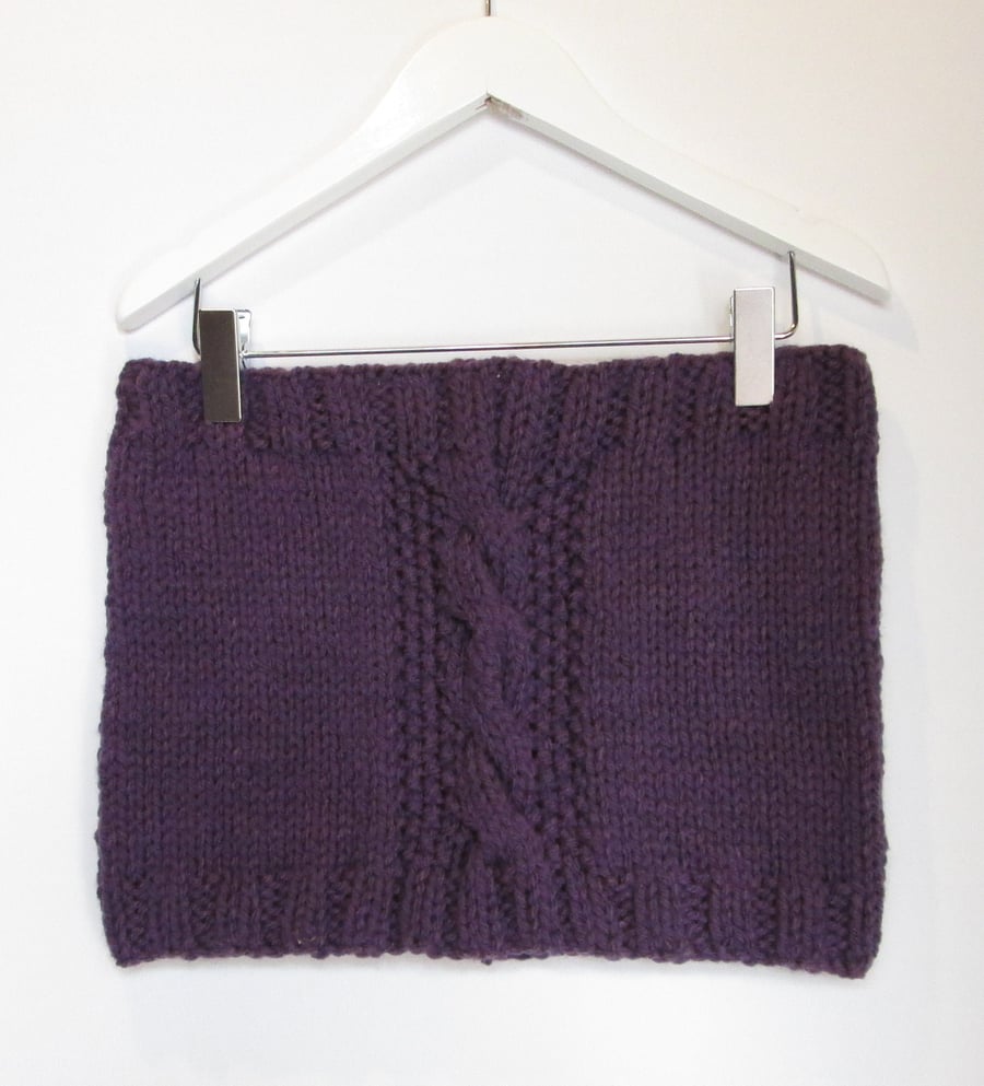 Cowl in Purple Aubergine Chunky Wool