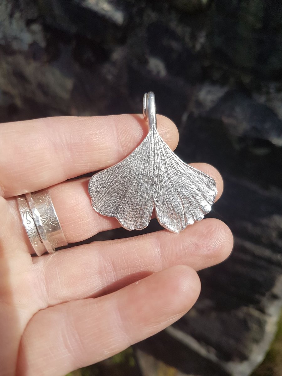 Ginkgo leaf pendant.
