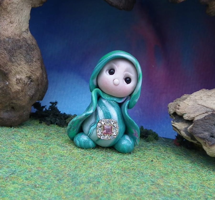 Tiny Garden Gnome 'Frayl' 1.5" OOAK Sculpt by Ann Galvin