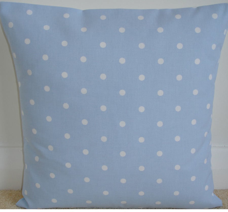 16 inch Blue Polka Dot Dots Spots Cushion Cover 16"