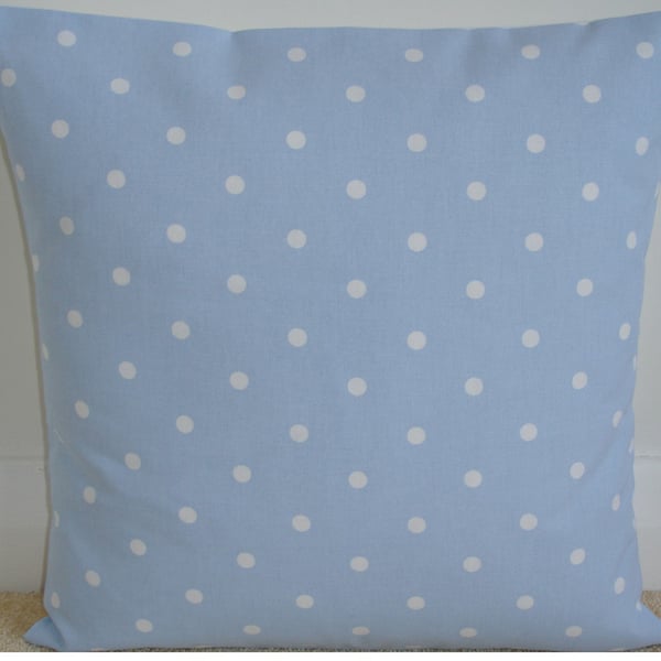 16 inch Blue Polka Dot Dots Spots Cushion Cover 16"