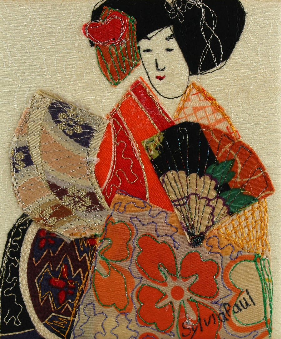 Geisha Textile Art Picture Yui