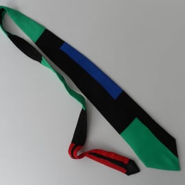  Neck tie, bold colour blocks, black, green, blue, Father's Day