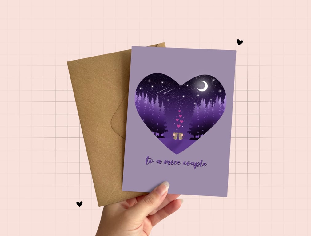 Mice Anniversary Greeting Card, Wildlife Love Couple Card.