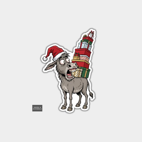 Unique Funny Christmas Sticker Xmas Decal For Adults - Donkey