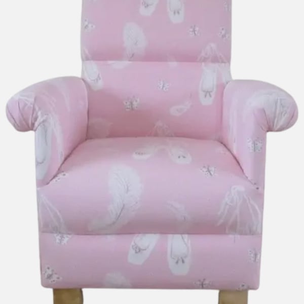 Child's Chair in Sanderson Pink Ballet Fabric Kid's Armchair Ballerina Dancer 