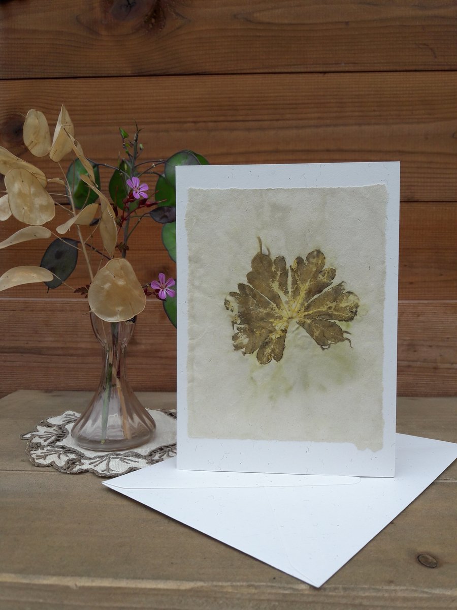 Handmade Hardy Geranium Eco Print Card