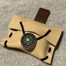 Small Pouch - Off-White & Brown Coloured Leather Medieval Style - Cat's Eye