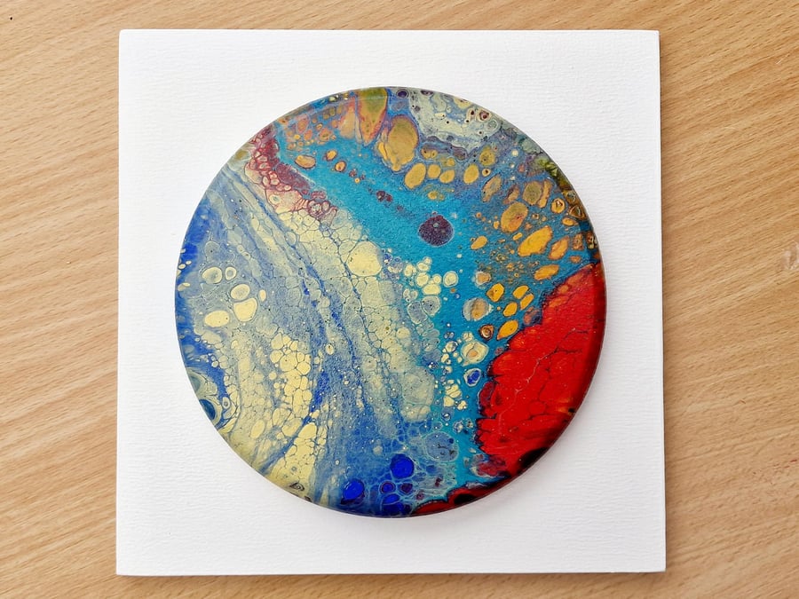 18.5cm x 18.5cm acrylic pour painting wall plaque