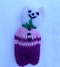 Cute hand knitted mini bear in a purse - Image 3