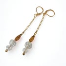 Long Crystal and Gold Earrings